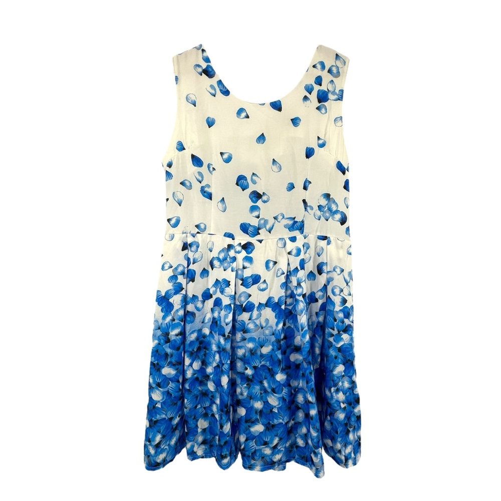 NWT Aftershock London Blue Petal Print Dress w/Petal Waist Tie